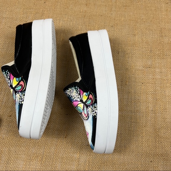 Butterfly Platform Slip On Art Canvas Sneakers Size 7.5 - Picture 4 of 5